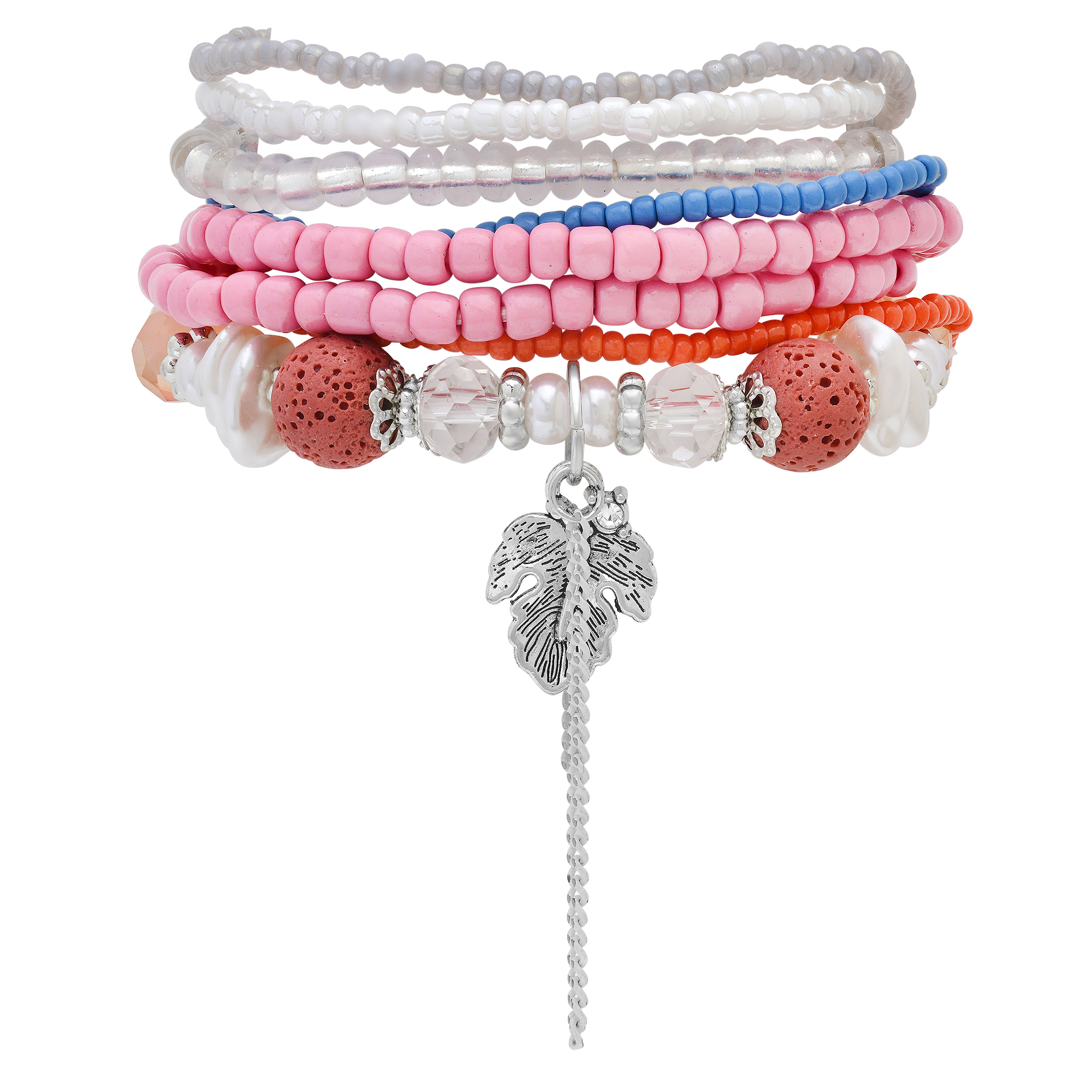 Stretch Beaded Bracelet Stack with Tree Charm - Gallery 4