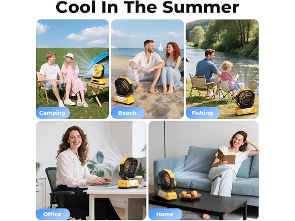 30000mAh Portable Camping Fan with RGB Lantern