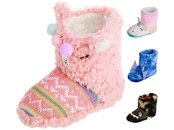 Totes Kids (7-8) Llama Slippers