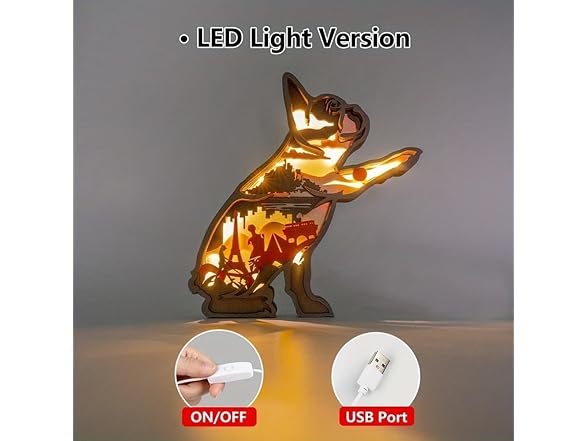 3D Wooden Animal Carving LED Night Light