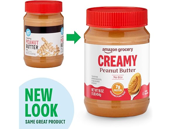 Amazon Grocery, Creamy Peanut Butter, No Stir