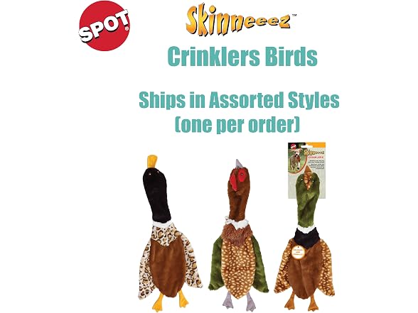 SPOT Skinneeez Crinklers Bird- Stuffing-Free