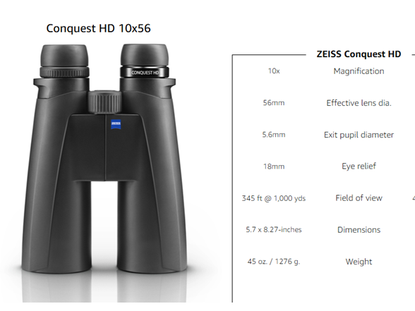 ZEISS Conquest HD Binoculars 10x56