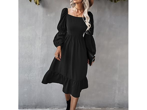 Ekaliy Women (XL) Aline Flowy Midi Square Dress