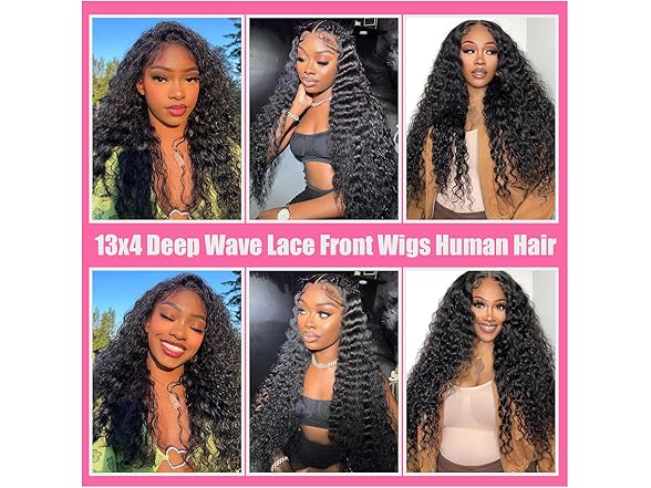RAYFOG 20 Inch Deep Wave Lace Front Wig