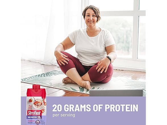 12CT SlimFast Protein Shake, Strawberry- 20g Protein