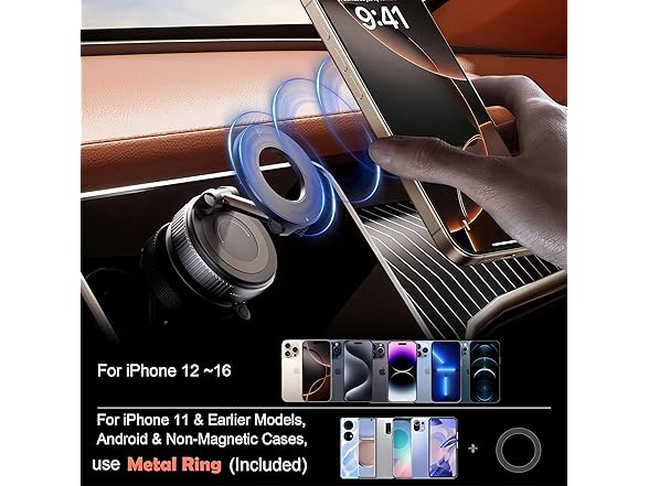 360° Adjustable Vacuum Magnetic Suction Cup Phone Mount