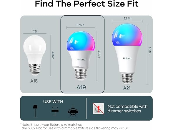 Linkind W0207 Matter Smart Light Bulb A19 RGBTW