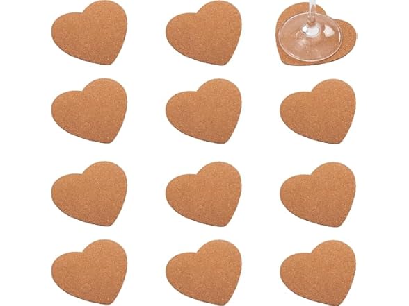 Fun Express Heart-Shaped Cork Coasters - 12 Pc