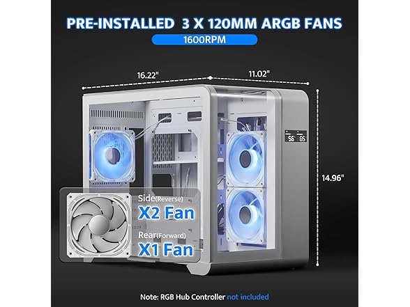 darkFlash MATX Gaming PC Case with Screen