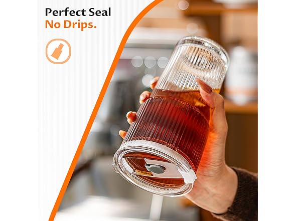 VA1KENE 20oz Glass Iced Coffee Cups, 2pk