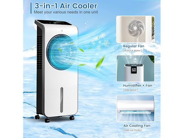 DORTALA Evaporative Air Cooler, 3-in-1 Oscillating Fan