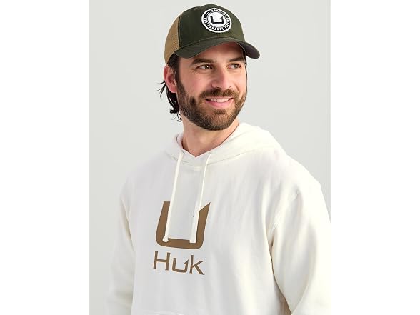 HUK Men's (XL) Mens Cotton Fleece Hoodie Egret