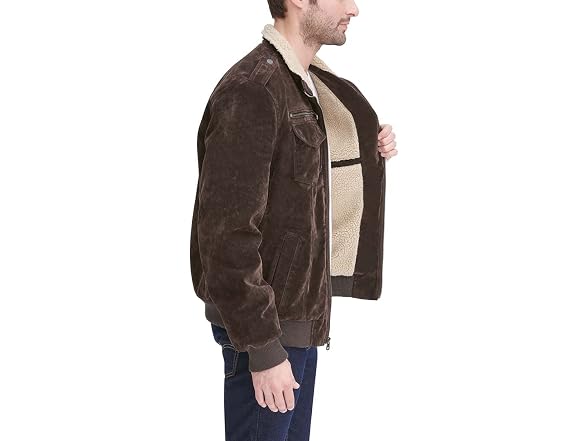 Levi's Men's (S) Men's Leather Sherpa Aviator Bomb