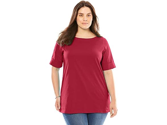 Woman Within Women (3XL) Perfect Cuffed Tee