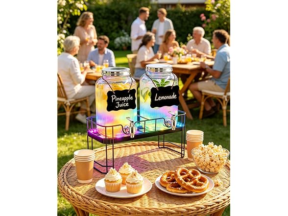 PAROTO 2pk 1-Gal Drink Dispensers w/ LED