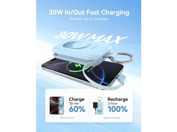 RORRY 20000mAh Power Bank w/ Wall Plug 30W