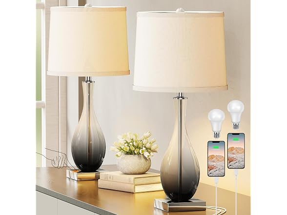 WIHTU Glass Table Lamps, Gray