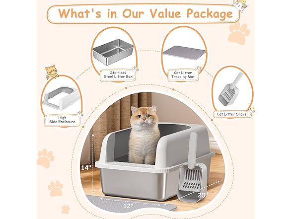 Stainless Steel Litter Box with Lid