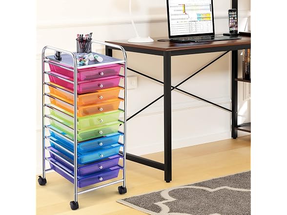 COSTWAY 10-Drawer Rolling Storage Cart