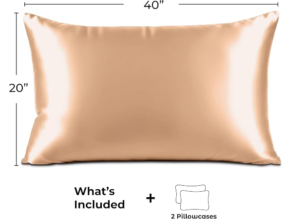 Pure Bedding Satin Pillowcase, 2 Pack