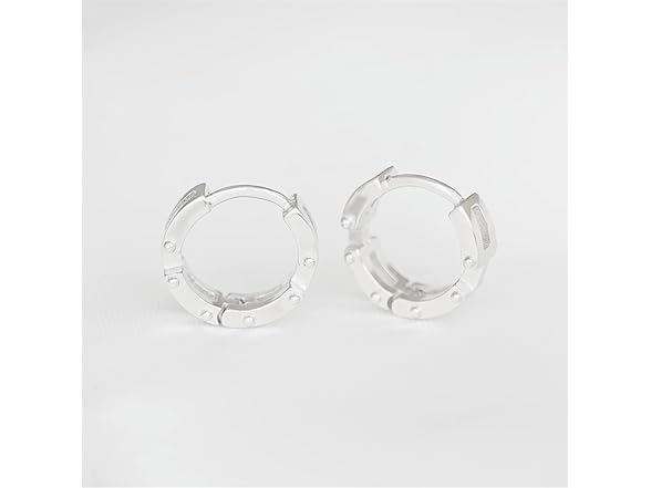 Rhodium Biker Hoop Earrings