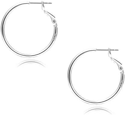 Sterling Silver Big Hoop Earrings 2 Pack