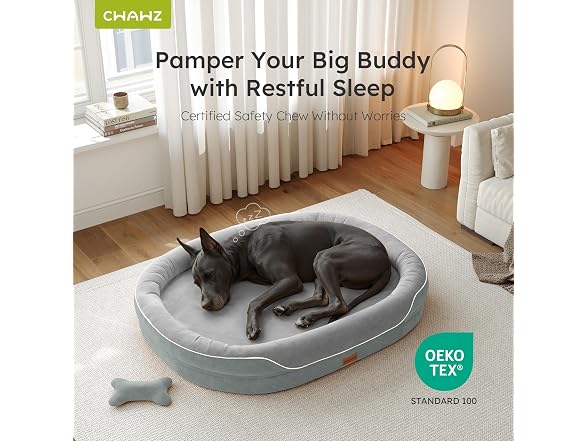 CWAWZ Light Grey XXL Orthopedic Dog Bed 53"