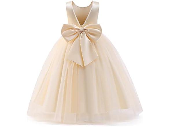 TTYAOVO Kids (8-9 Ye) Girls Flower Bead Wedding Dr