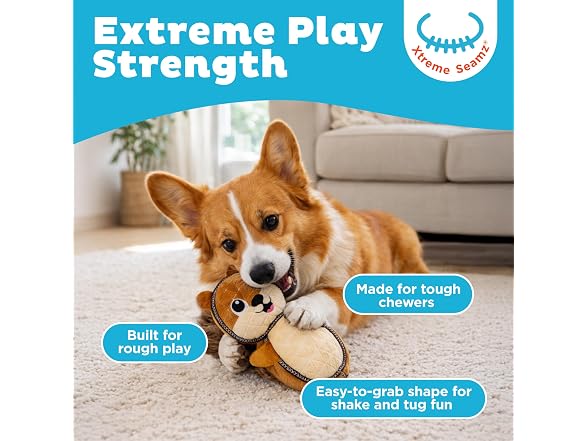 Outward Hound Xtreme Seamz Dog Toy, Reinforced, Squirrel