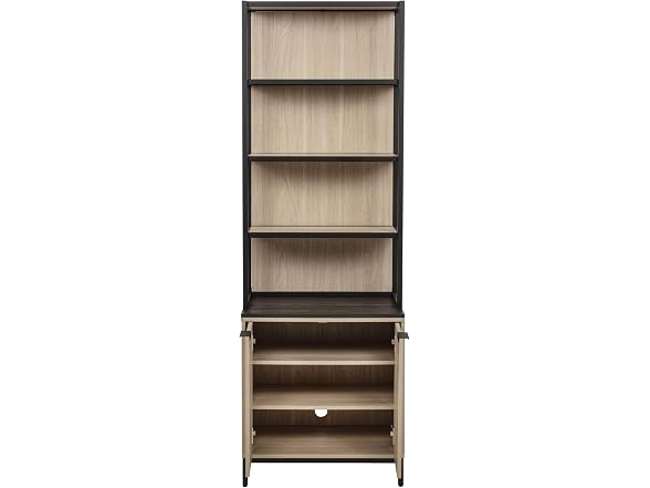 Linon Verner Blonde Wooden Herringbone Bookcase with Dark Top