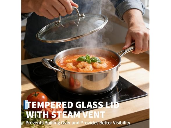 11 Piece 3-Ply Stainless Steel Pots and Pans Set