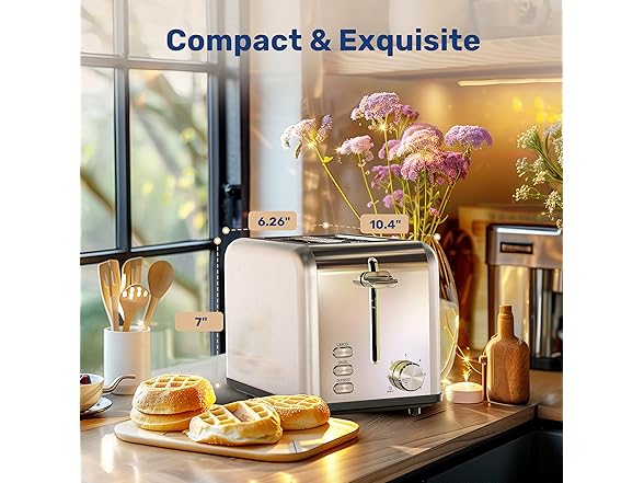 YSSOA 2-Slice Toaster with 6 Browning Setting and 3 Function,