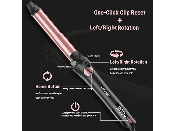 HITTIONA Rotating Curling Iron - 3 in1 Automatic Curling Iron