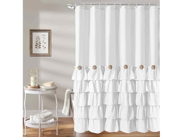 Seasonwood White Ruffle Shower Curtain