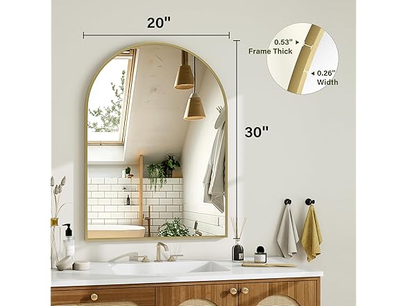 Easly Arch Bathroom Mirror, 20x30 inch