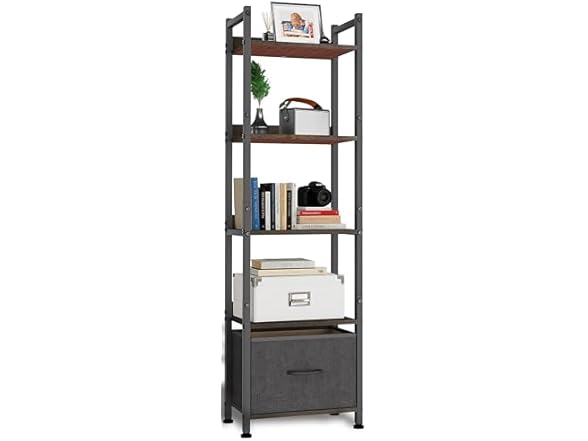 Whitmor 5-Tier Bookshelf with Drawer