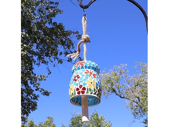 Sunnydaze Mosaic Glass Wind Chime Bell - 7"