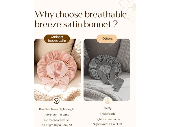 YANIBEST Breathable Soft Silk Bonnet