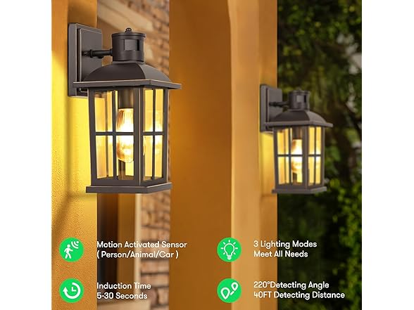 13in Motion Sensor Porch Light, Anti-Rust 100% Aluminum Dusk (Open Box)