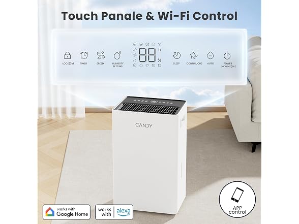 Candy 4500 Sq.Ft Dehumidifier for Basement, 80 Pt