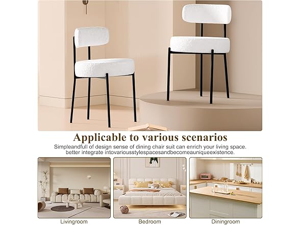 DYHOME Dining Chairs Set of 4, White Kitchen Dining Room Cha (Open Box)