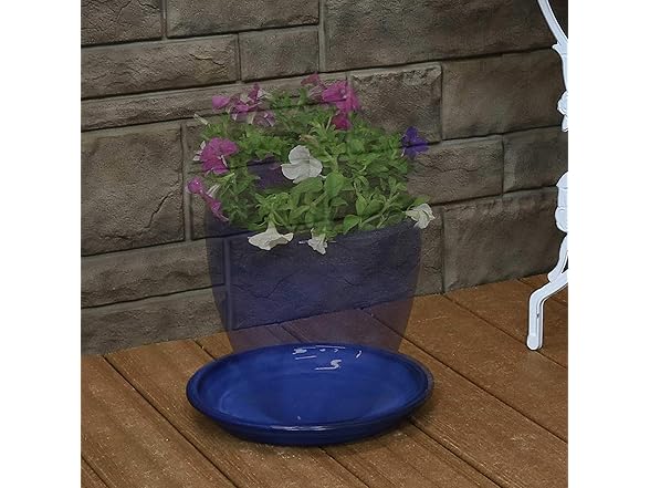 Sunnydaze 9-Inch Ceramic Plant Saucers- Imperial Blue