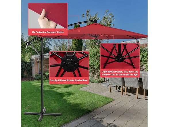 YSSOA 10ft Cantilever Patio Umbrella, Offset Hanging Outdoor