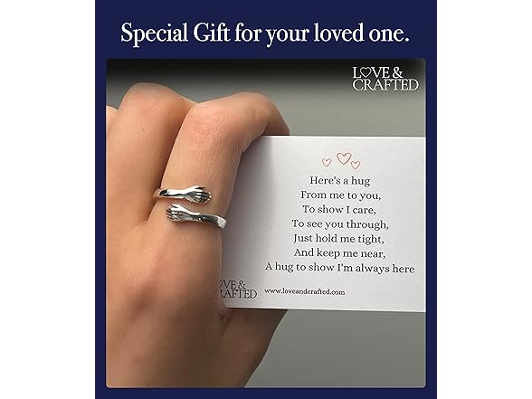 Love & Crafted Hug Ring  Silver adjustable
