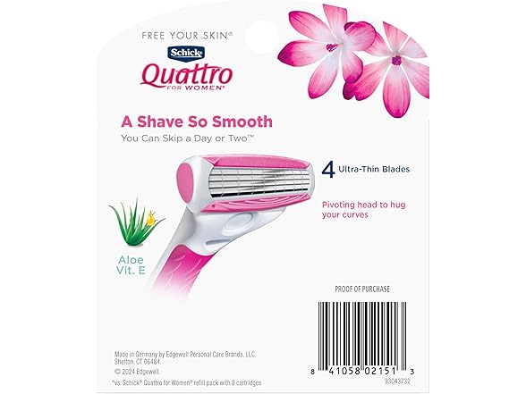 Schick Quattro Womens Razor Blade Refills, 12 Count