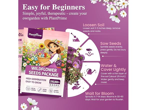 PlantPrime 4oz Wildflower Seed Bulk Mix