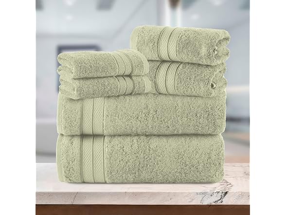 Elegant Comfort Luxury 6-Piece Towel Set, Jade Green