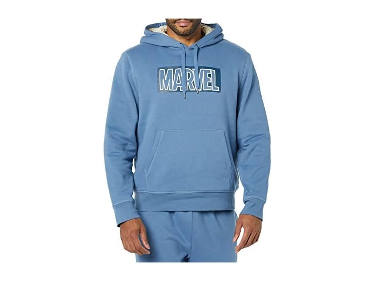 Amazon Essentials Disney | Marvel | Star Wars Men's Sherpa-Lined Pullover Hoodie Sweatshirt, Marvel Logo, XX-Large