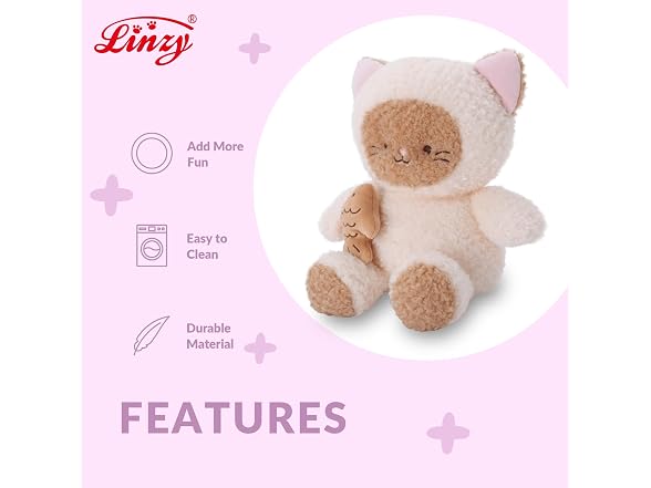 Linzy 10” Cat Stuffed Animal Holding Fries